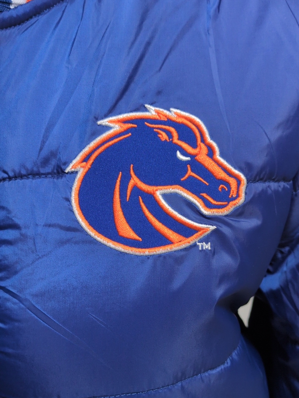 G-III 4Her Carl Banks Boise State Broncos Puffer Jacket Royal Blue Orange M - Picture 2 of 6